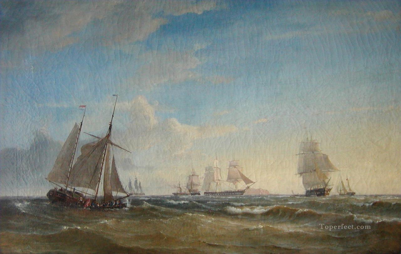 1849 年エルベン海戦の Blokadeeskadren ud油絵